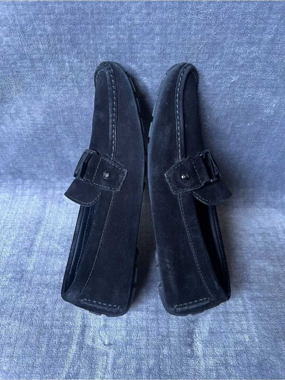 Louis Vuitton Men’s Leather Suede Loafers Sz 9 US 10 Black Monte Carlo Luxury